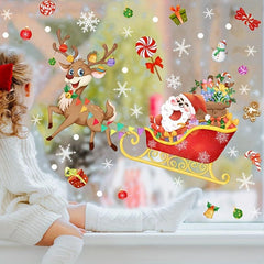 Santa Elk Snowflake Window Stickers Christmas Wall Stickers