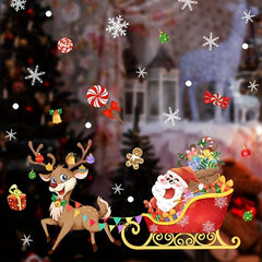 Santa Elk Snowflake Window Stickers Christmas Wall Stickers