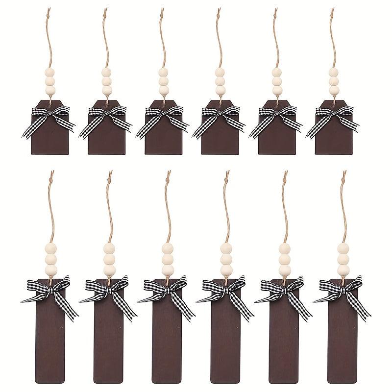 12pcs Wooden Blank Bookmarks DIY Wooden Craft Christmas Tag