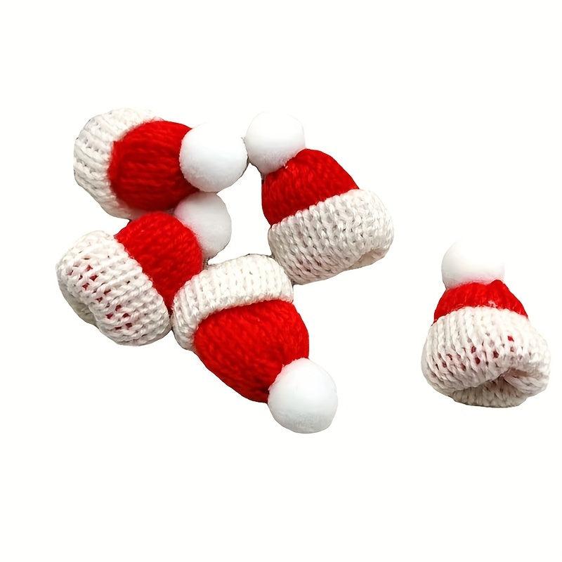 2pcs Christmas Mini Woolen Hair Clips for Wine Bottle Hats
