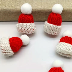 2pcs Christmas Mini Woolen Hair Clips for Wine Bottle Hats