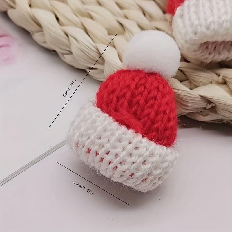 2pcs Christmas Mini Woolen Hair Clips for Wine Bottle Hats