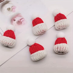 2pcs Christmas Mini Woolen Hair Clips for Wine Bottle Hats