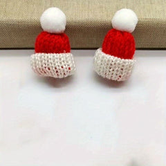 2pcs Christmas Mini Woolen Hair Clips for Wine Bottle Hats