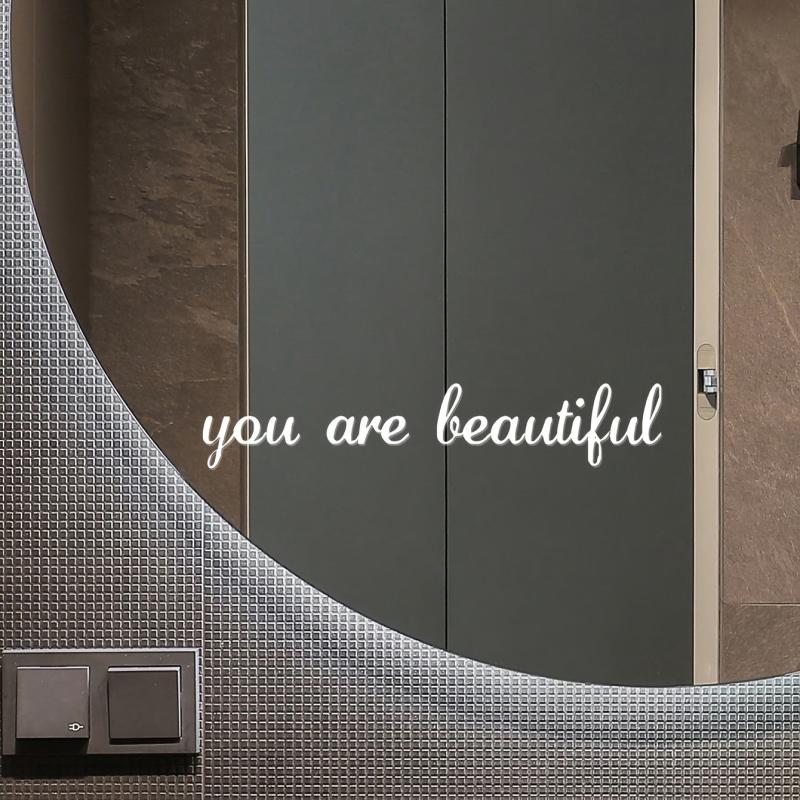2pcs English Slogan Stickers Waterproof Vinyl Room Wall Mirror Decoration