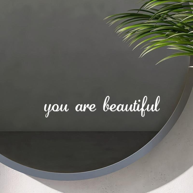 2pcs English Slogan Stickers Waterproof Vinyl Room Wall Mirror Decoration