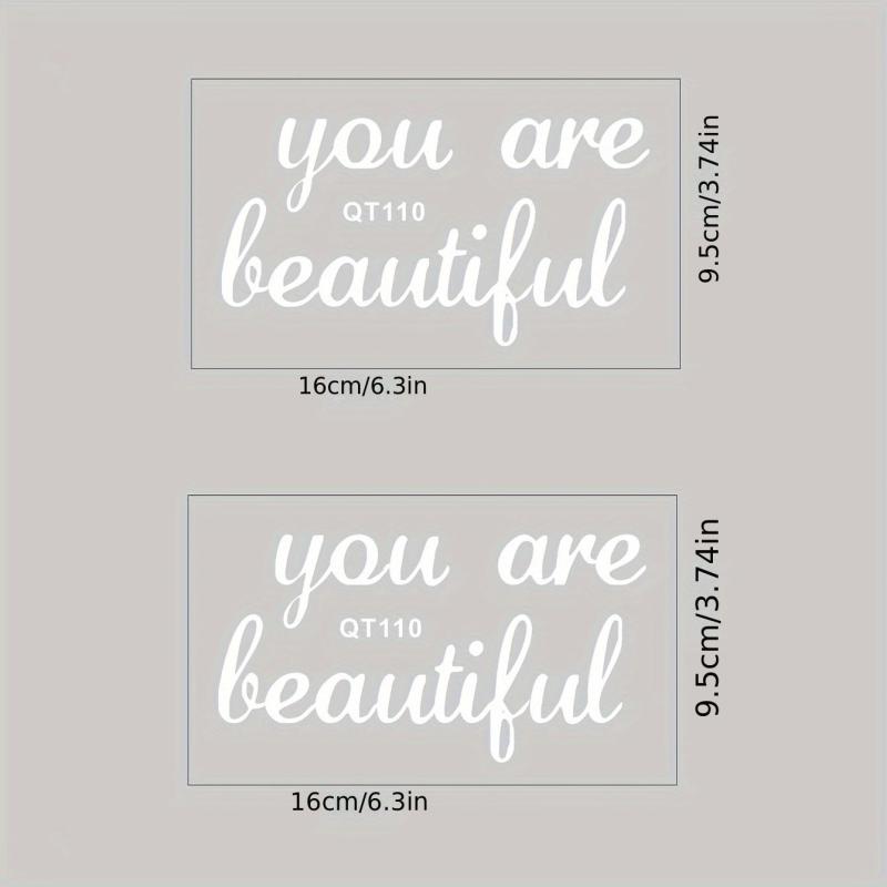 2pcs English Slogan Stickers Waterproof Vinyl Room Wall Mirror Decoration