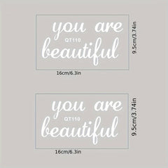 2pcs English Slogan Stickers Waterproof Vinyl Room Wall Mirror Decoration