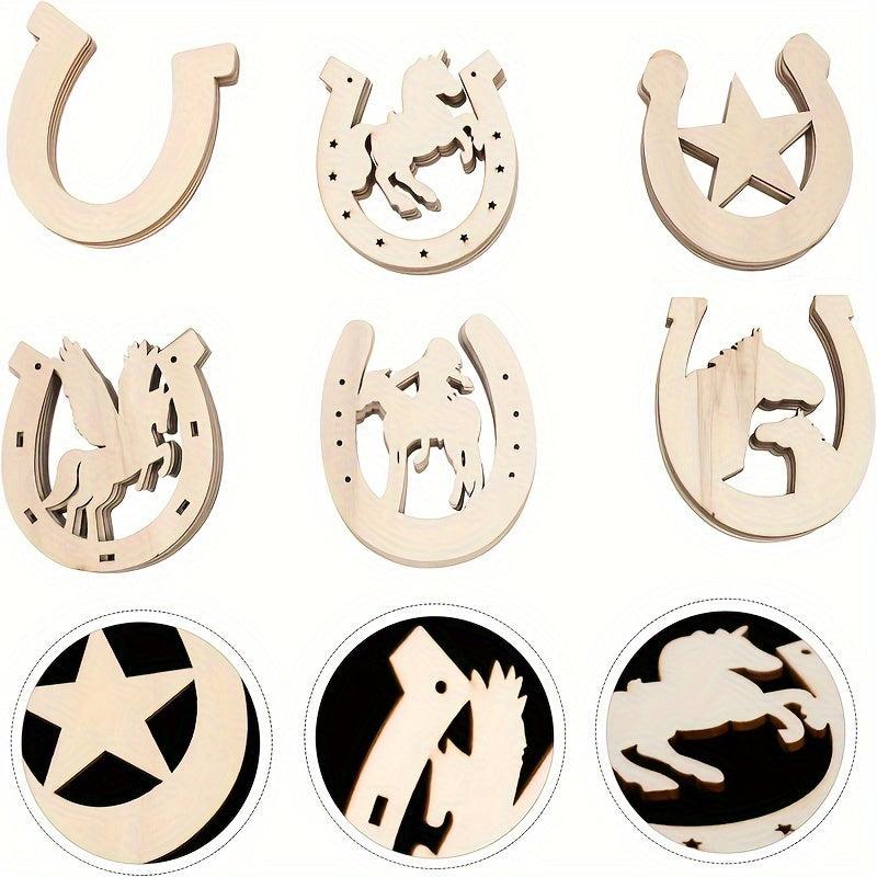 36pcs Wooden Horseshoe Cutouts DIY Craft Wedding Party Decor