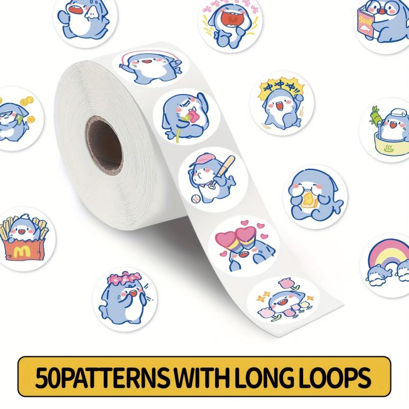 200pcs Stickers: Retro, Smiley Face, Cartoon Shark Series