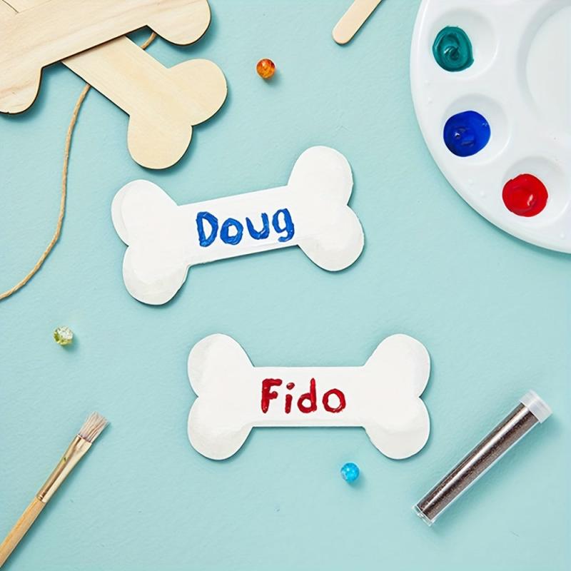 10pcs Wooden Dog Bone Shaped DIY Wooden Chip Unpolished Handicraft Gift Label