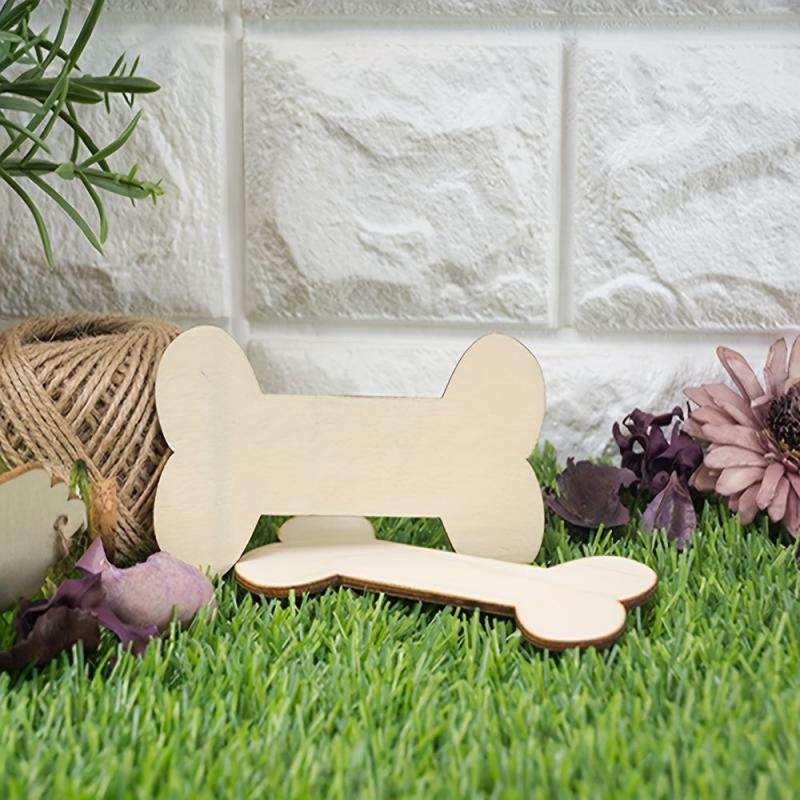 10pcs Wooden Dog Bone Shaped DIY Wooden Chip Unpolished Handicraft Gift Label