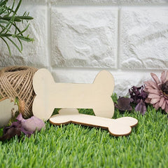 10pcs Wooden Dog Bone Shaped DIY Wooden Chip Unpolished Handicraft Gift Label