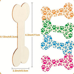10pcs Wooden Dog Bone Shaped DIY Wooden Chip Unpolished Handicraft Gift Label