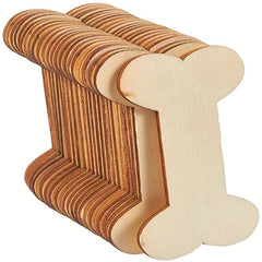 10pcs Wooden Dog Bone Shaped DIY Wooden Chip Unpolished Handicraft Gift Label