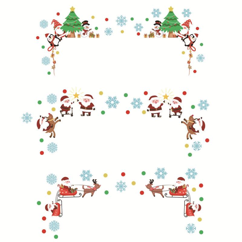 3 Sets Cartoon Snowflake Santa Claus Tree Wall Stickers For Door