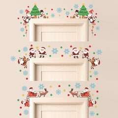 3 Sets Cartoon Snowflake Santa Claus Tree Wall Stickers For Door