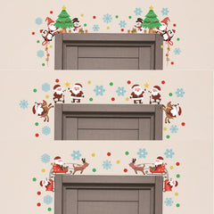 3 Sets Cartoon Snowflake Santa Claus Tree Wall Stickers For Door