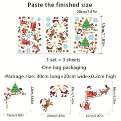 3 Sets Cartoon Snowflake Santa Claus Tree Wall Stickers For Door