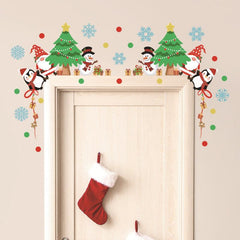 3 Sets Cartoon Snowflake Santa Claus Tree Wall Stickers For Door
