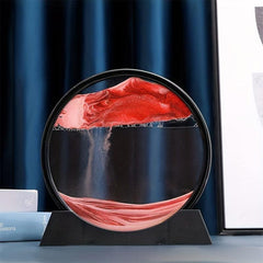 Sunset Red Round Sand Painting Craft Glass Desktop Ornament