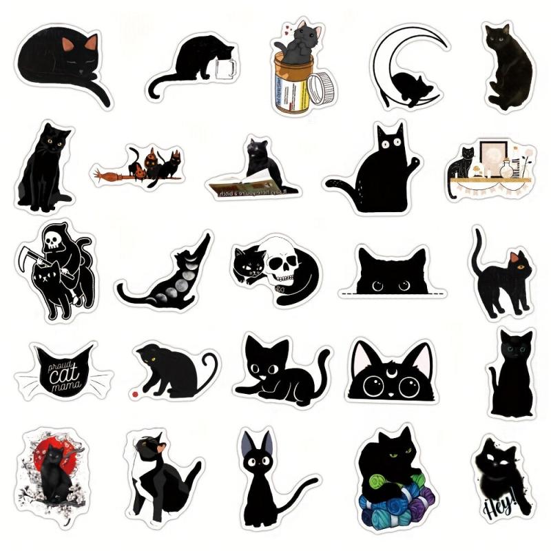 52 Cat Stickers for Laptops Skateboards Water Bottles Cars