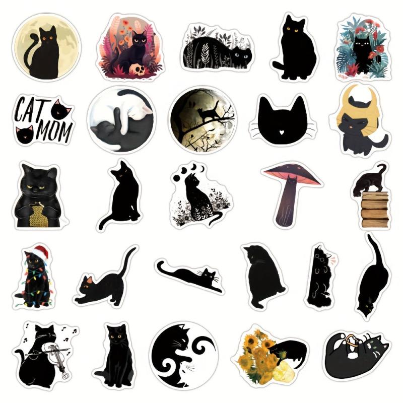 52 Cat Stickers for Laptops Skateboards Water Bottles Cars