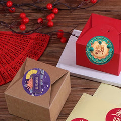 500pcs Happy Year Greeting Stickers Self-adhesive Red Envelopes Holiday Party