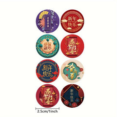 500pcs Happy Year Greeting Stickers Self-adhesive Red Envelopes Holiday Party