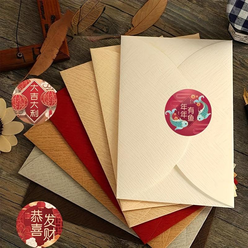 500pcs Festive Spring Stickers Year Blessing Red Envelope Sealing Stickers