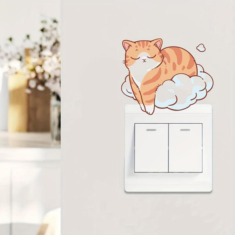 1pc Sleeping Cat Switch Decorative Self-adhesive Sticker