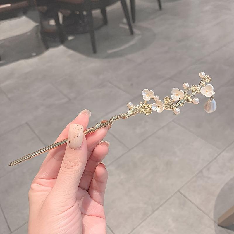Vintage Metal Hairpin Fresh Flower Branch Hairpin Women Casual Party
