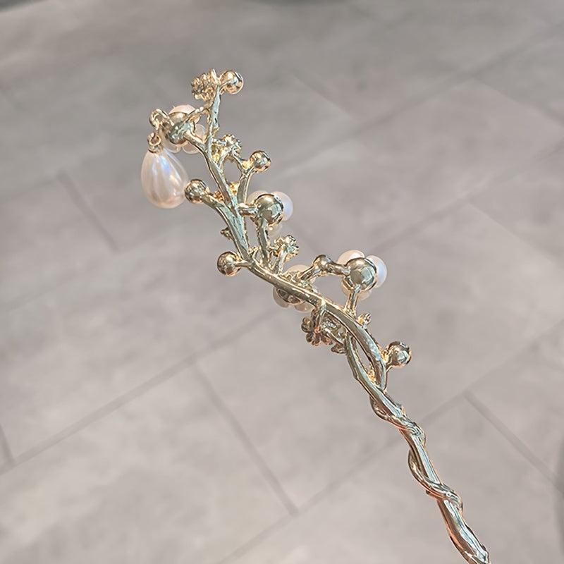 Vintage Metal Hairpin Fresh Flower Branch Hairpin Women Casual Party