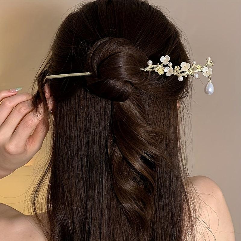 Vintage Metal Hairpin Fresh Flower Branch Hairpin Women Casual Party