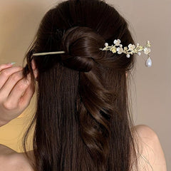 Vintage Metal Hairpin Fresh Flower Branch Hairpin Women Casual Party