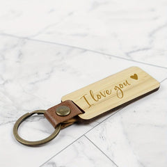 Bamboo Keychain I LOVE YOU Keyring