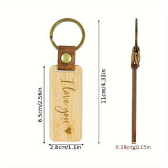 Bamboo Keychain I LOVE YOU Keyring