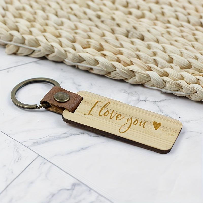 Bamboo Keychain I LOVE YOU Keyring
