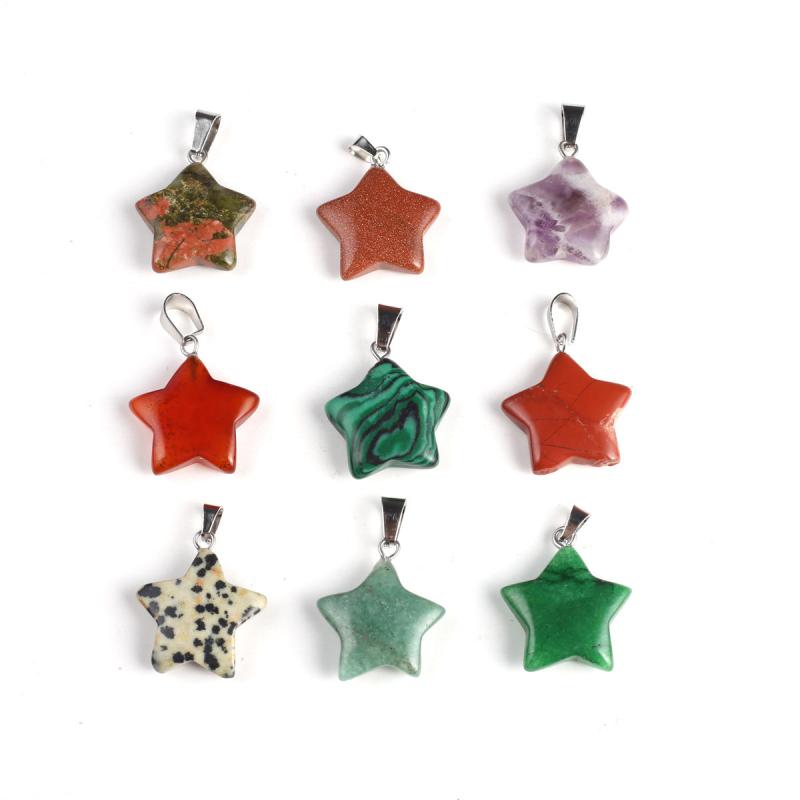 10pcs Random Natural Stone Pendant Charms for Jewelry Making