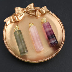 Natural Stone Perfume Bottle Pendant Cylindrical Crystal for Jewelry Making