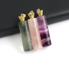 Natural Stone Perfume Bottle Pendant Cylindrical Crystal for Jewelry Making