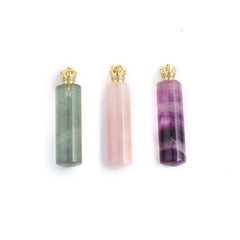 Natural Stone Perfume Bottle Pendant Cylindrical Crystal for Jewelry Making