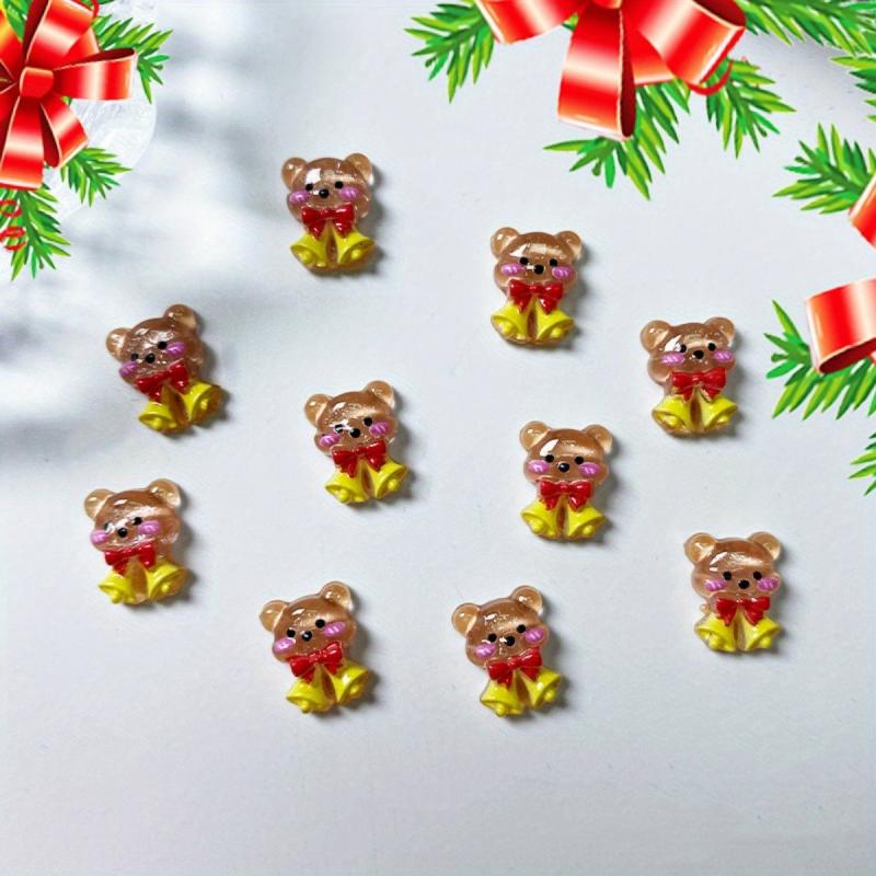 50pcs Resin Mini Cartoon Christmas Animal Flat Back Manicure Parts