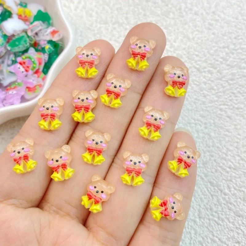 50pcs Resin Mini Cartoon Christmas Animal Flat Back Manicure Parts