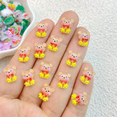 50pcs Resin Mini Cartoon Christmas Animal Flat Back Manicure Parts