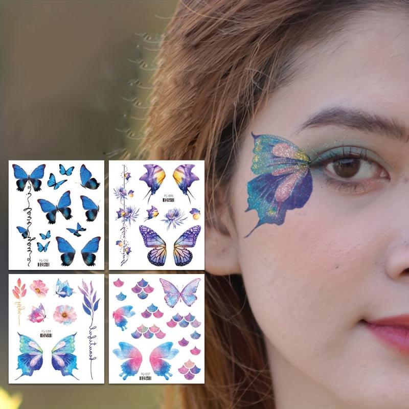 12pcs Glitter Powder Butterfly Eye Patch Female Makeup Tattoo Patch