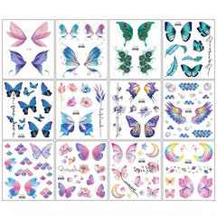 12pcs Glitter Powder Butterfly Eye Patch Female Makeup Tattoo Patch