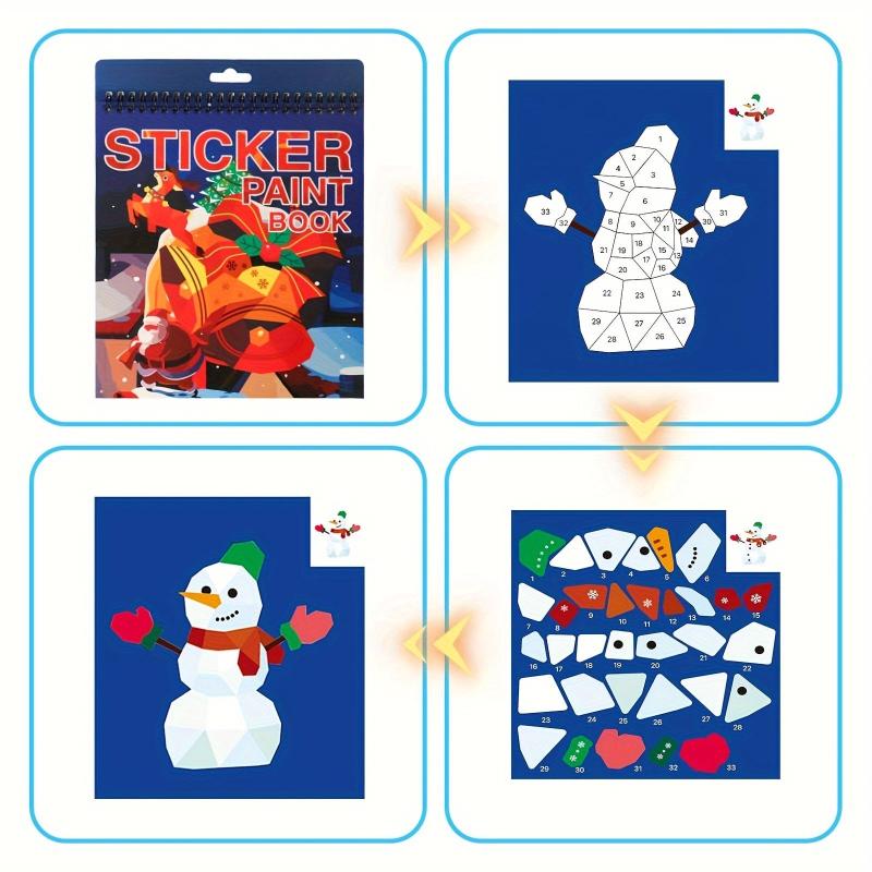 Christmas Theme Sticker Book with Number Sticker Paint Books
