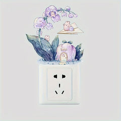 1pc Little Rabbit Flower House Switch Decorative Sticker