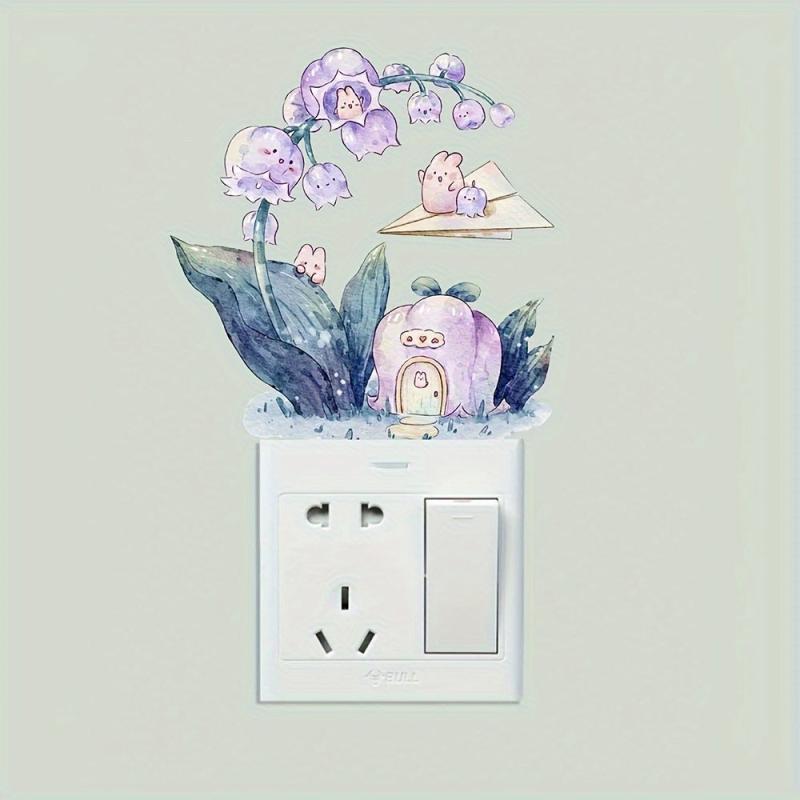 1pc Little Rabbit Flower House Switch Decorative Sticker